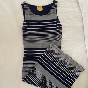 Anthropologie fitted navy midi dress. Size small